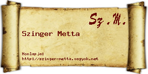 Szinger Metta névjegykártya
